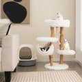 Miniatyrbillede 2 af 8: Katte tårn, 16.5x16.5x34 tommer, Naturhvid