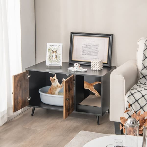Kattebakke møbelfurniture, 90x50x54 cm, Sort + Natur