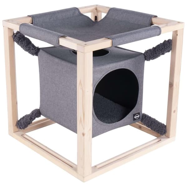 Quapas! Kattbädd med hängmatta Catcube grå M 54x54x54 cm