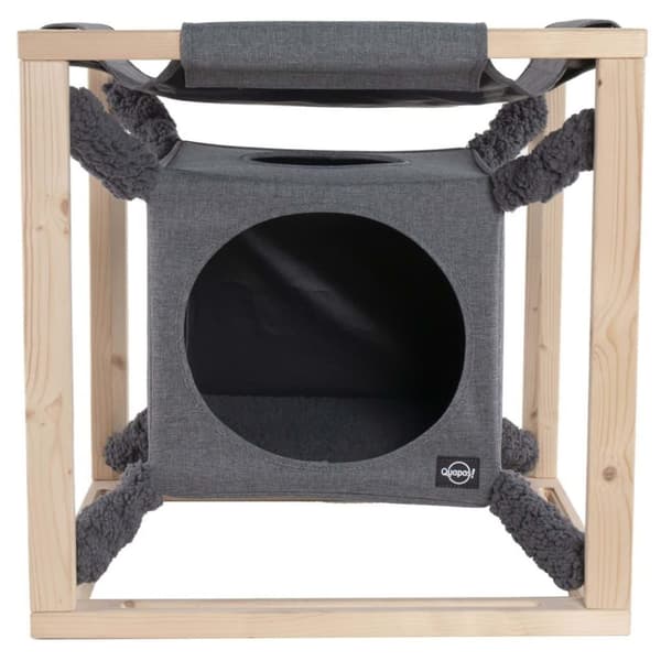 Quapas! katteseng med hængekøje Catcube str. M 54x54x54 cm grå