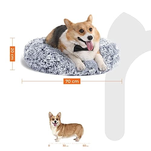 Feandrea hundeseng, munkekatteseng, blødt langt plys, 70 cm, grå