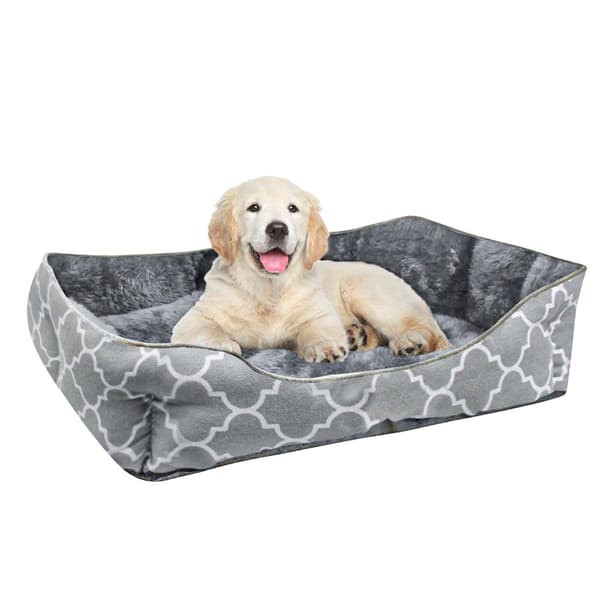 Hundsäng Hundkudde Kattsäng Fluffig plyschbädd för husdjur Djursäng hundbädd Kattbäddskudde hundsoffa Kattsoffa Storlek 57 x 47 cm