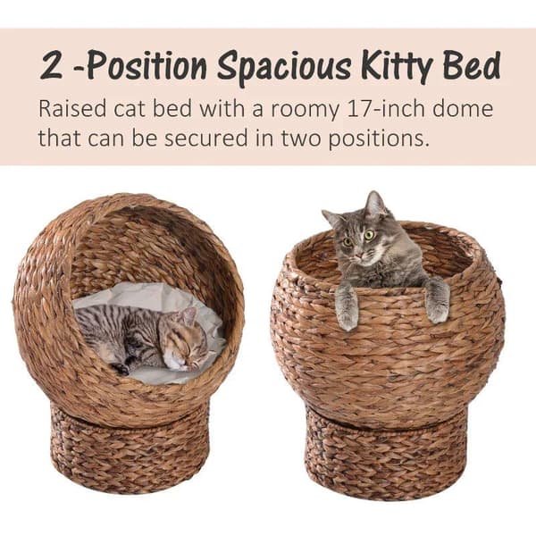 Rootz Cat Bed - Brun, Vit - Järn, Bomull, Flanell - 19,68 cm x 16,53 cm x 23,62 cm