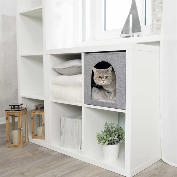 Kattgrotta Ella för IKEA hylla, grå