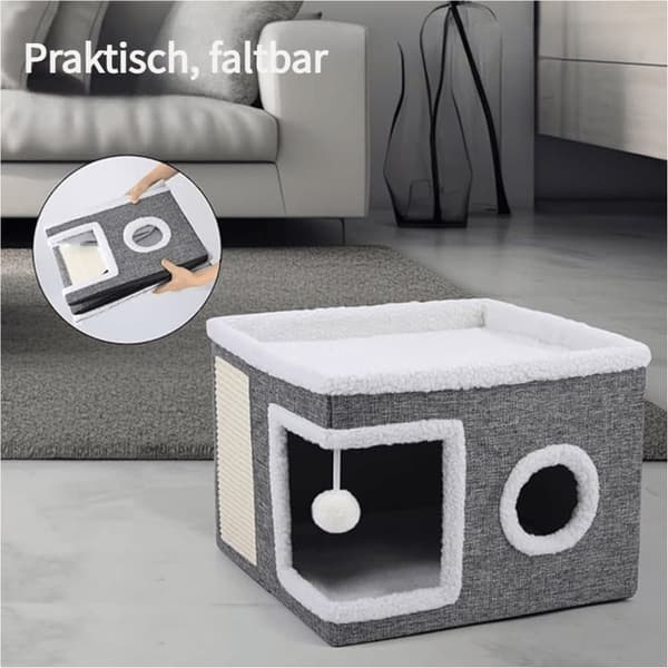 Monipuolinen kaksikerroksinen kissansänky, pehmeä ja taitettava