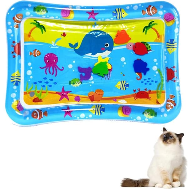 Lollanda Vattenspelmatta för Husdjur, Kattvattenmatta – Sensorisk Matta 70x50 cm, Svalkande, Inflaterbar, Kan fyllas med vatten