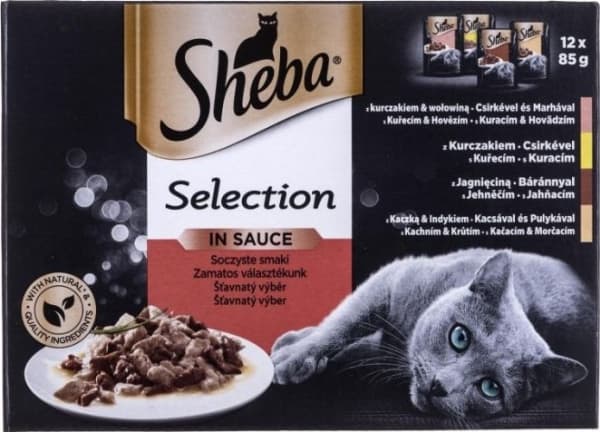Sheba 3065890095939, Voksen, Storfekjøtt, Kylling, And, Lam, Kalkun, 85 g