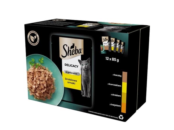 Sheba Delicacy in Jelly Aromaer af fjerkræ 12 x 85 g