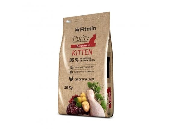 FITMIN Purity Kitten, Kattunge, 10 kg, Vitamin A,Vitamin B1,Vitamin B12,Vitamin B2,Vitamin B6,Vitamin B9 (folic acid),Vitamin C,Vitamin..., 38%, 22%,