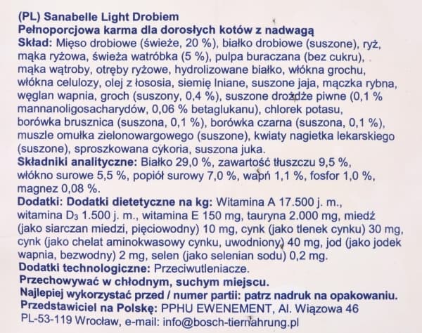 SANABELLE Sanabelle Adult Light 10kg