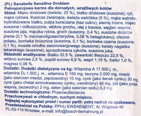 Sanabelle SENSITIVE, Aikuinen (eläin), Siipikarja, 10kg, Gluteeniton