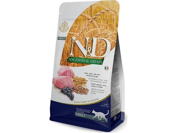 FARMINA N&D ANCESTRAL GRAIN CAT LAMB. SPELT. OATS AND BLUEBERRY ADULT 1,5kg