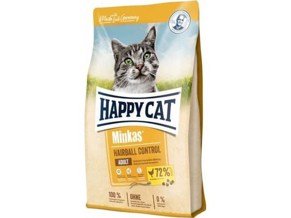 Happy Cat Minkas Hairball Control, Adult, Fjäderfä, 4kg, Smakfritt foder, Antioxidanter ingår