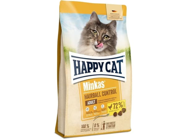 Happy Cat Minkas Hairball Control, Adult, Fjäderfä, 4kg, Smakfritt foder, Antioxidanter ingår