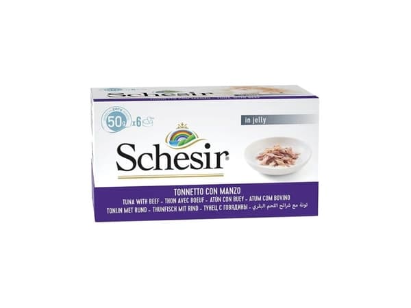 SCHESIR in jelly Tuna with beef - våd kattefoder - 6 x 50 g
