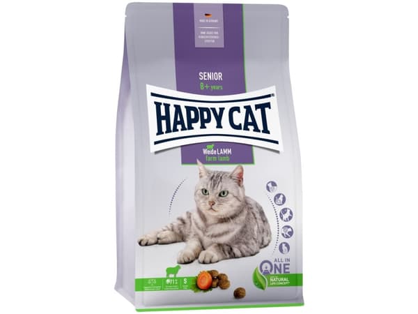 Happy Cat Senior Farm Lam, tørrfôr, for katter over 8 år, lam, 4 kg, sekk