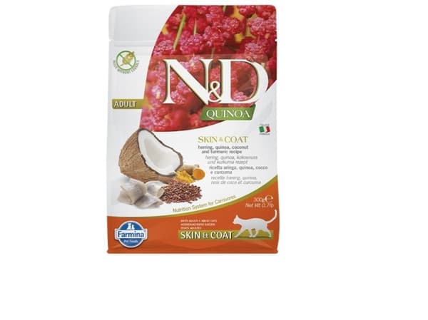 FARMINA N&D Quinoa Skin&Coat Cat Herring and Coconut Adult - torrfoder för kattungar - 300 g