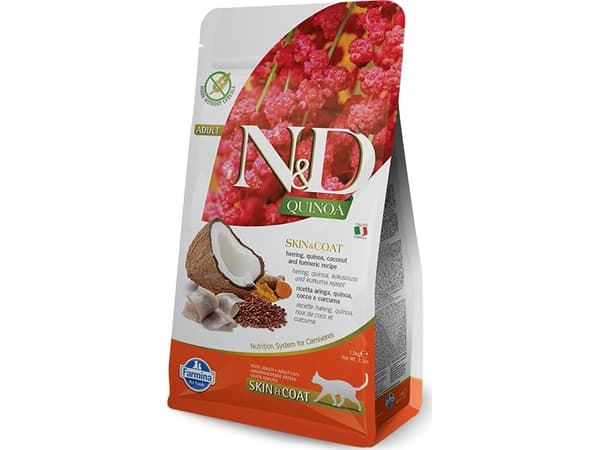 FARMINA N&D Quinoa Skin&Coat Cat Herring and Coconut Adult - torrfoder för kattungar - 300 g