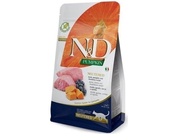 FARMINA N&D Pumpkin Cat Lamb and Blueberry Neutered Adult - tørfoder til kattekillinger - 1.5 kg