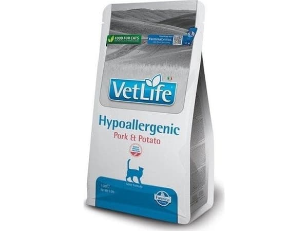 Torrfoder för katter FARMINA VET LIFE NAT CAT HYPO PORK POTATO ADULT 1,5kg