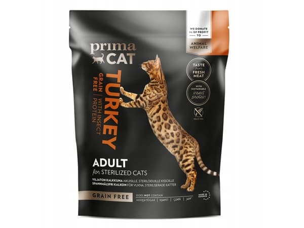 PrimaCat Grain-free Turkey-Insect dry food, 1.4 kg