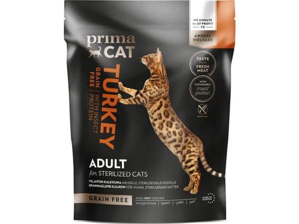 PrimaCat Grain-free Turkey-Insect dry food, 1.4 kg
