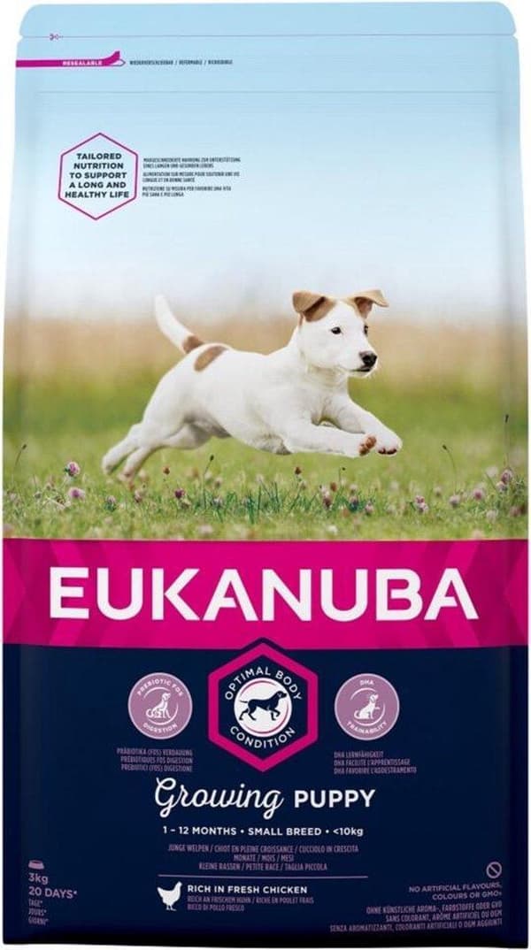 Eukanuba voksende hvalp lille race kylling 3 kg