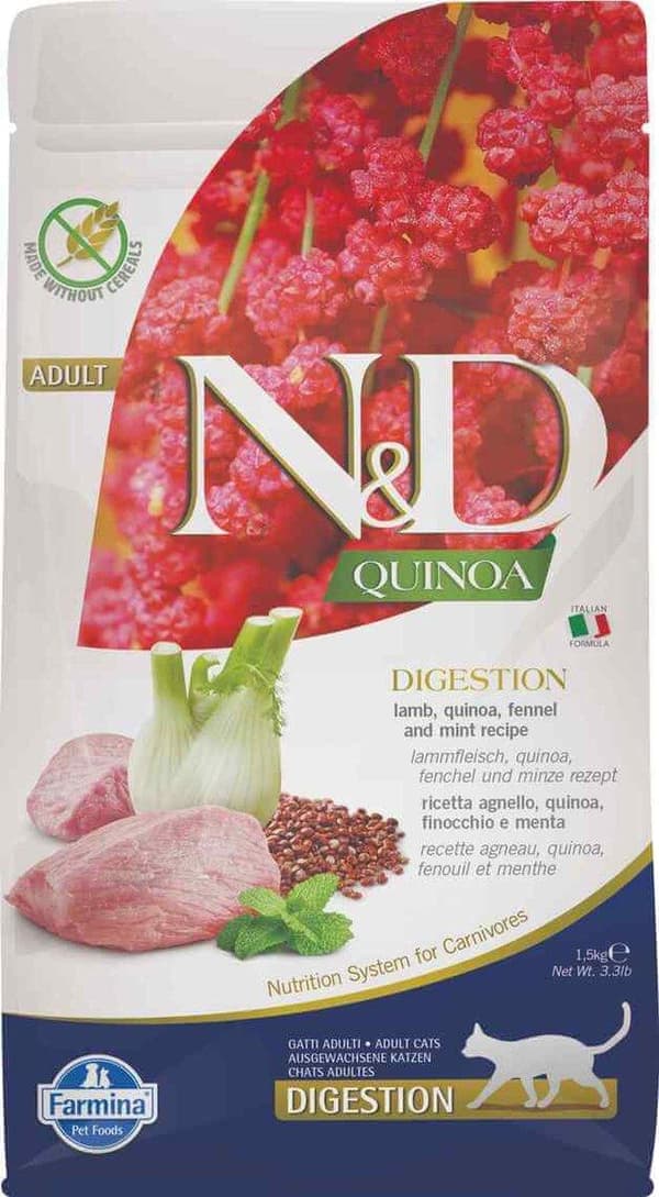 FARMINA N&D KAT QUINOA FORDØJSNING LAM & Fennikel 1,5 kg