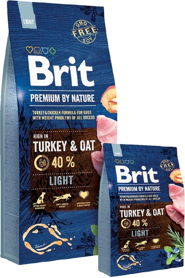 Brit Premium by Nature Light - tørt hundefoder - Æble, Kylling, Majs, Kalkun 15 kg