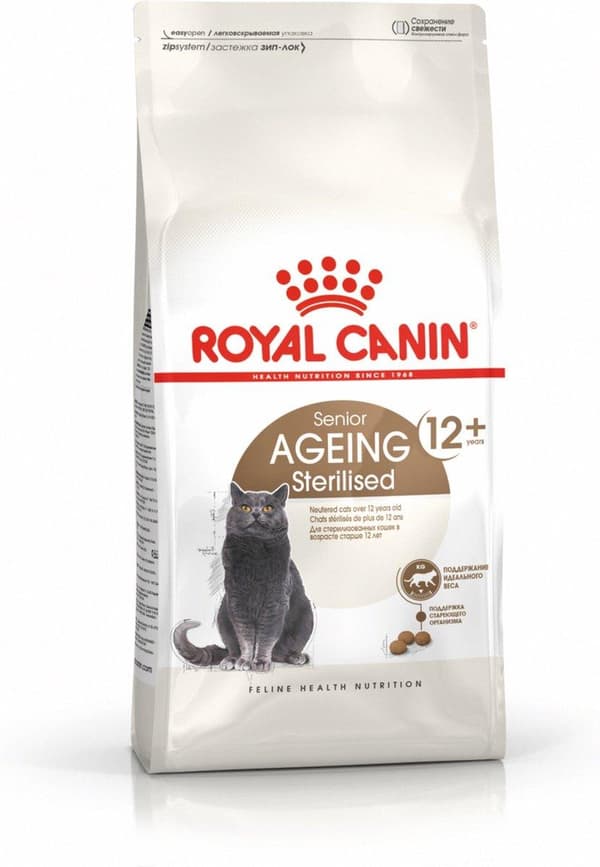Royal Canin Senior Aging Sterilized 12+ katter torrfoder 4 kg majs, fjäderfä, grönsaker