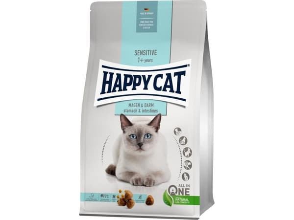 Happy Cat Sensitive Mage & Tarm, tørrfôr, for voksne katter med et sensitivt fordøyelsessystem, 1,3 kg, pose