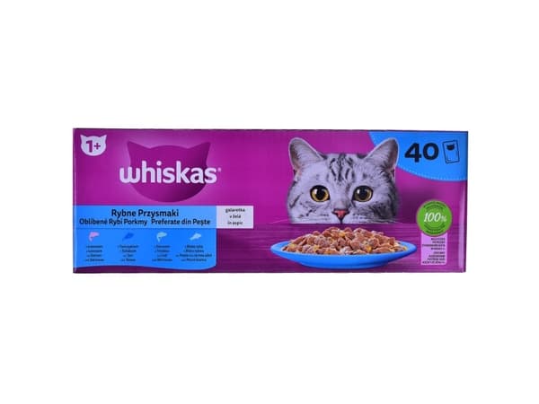 WHISKAS Fiskefavoritter i gelé - våtfôr til katter - 40x85 g