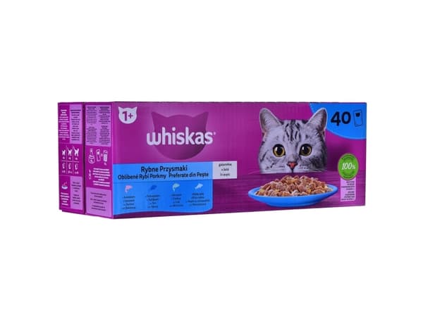 WHISKAS Fiskefavoritter i gelé - våtfôr til katter - 40x85 g