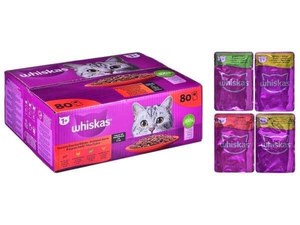 WHISKAS poser blandes i saus for katter 80x85g