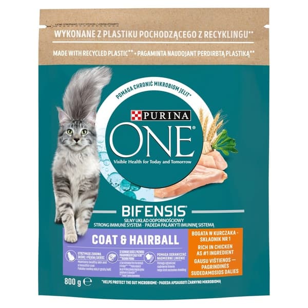 PURINA One Bifensis Coat &amp; Hairball Kylling - tør kattefoder - 800 g