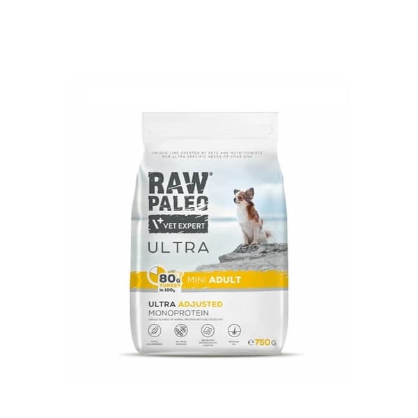RAW PALEO Ultra Mini Adult Kalkun - tørt hundefoder - 750 g