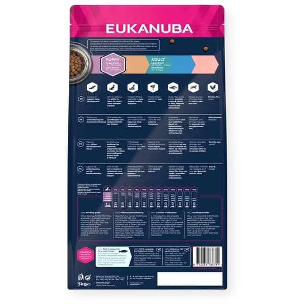 EUKANUBA Hvalpe stor race kornfri havfisk - tør hundefoder - 3 kg