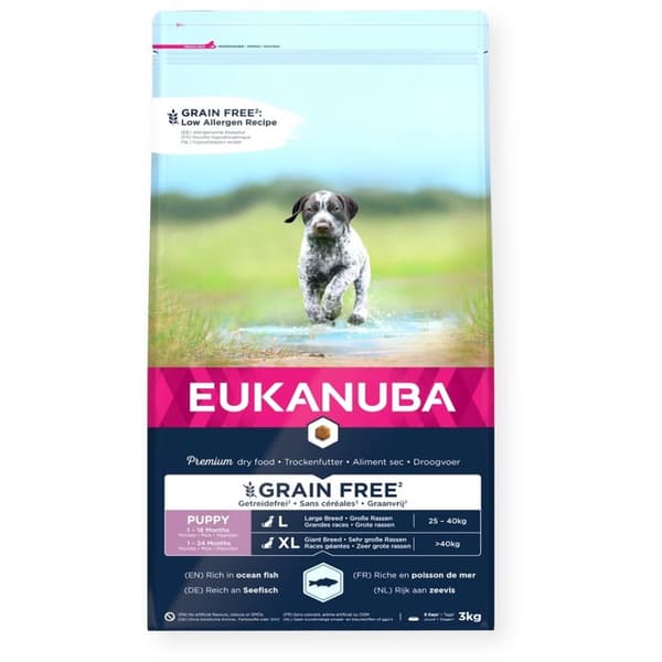 EUKANUBA Hvalpe stor race kornfri havfisk - tør hundefoder - 3 kg