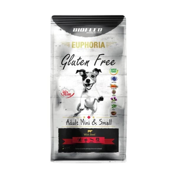 BIOFEED Euphoria Glutenfri vuxen mini & liten nötkött - torr hundmat - 12kg