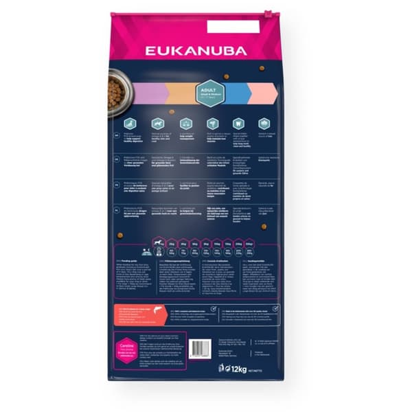 EUKANUBA Adult Small & Medium Lax - torrfoder för hundar - 12 kg