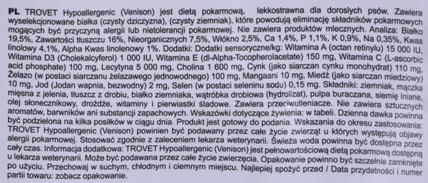 TROVET Hypoallergeniskt VPD med viltkött - torrfoder för hundar - 3 kg