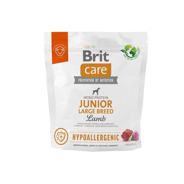 BRIT Care Hypoallergenic Junior Large Breed Lam - tørfoder til hunde - 1 kg
