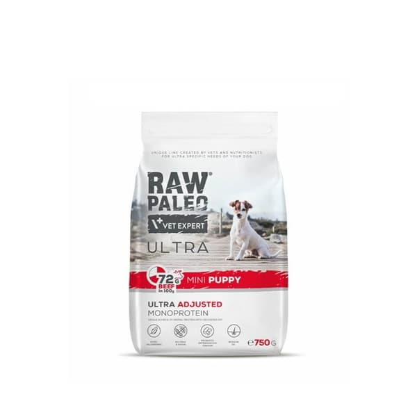 RAW PALEO Ultra Mini Puppy Beef - tørfoder til hvalpe af små racer - 750 g