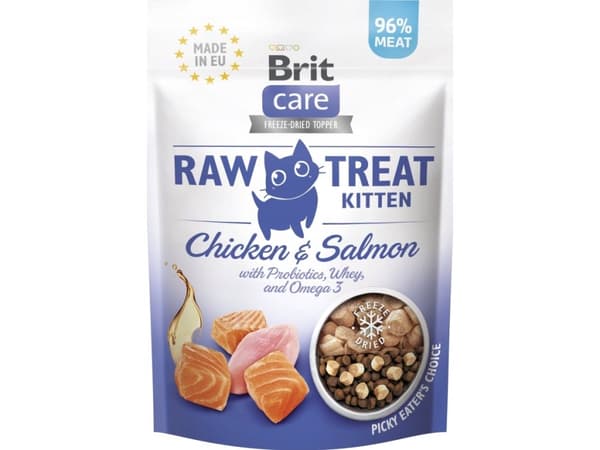 Brit RAW Treat Cat Kitten, Kitten, Any breed, Chicken, Salmon, 40 g, Grain free