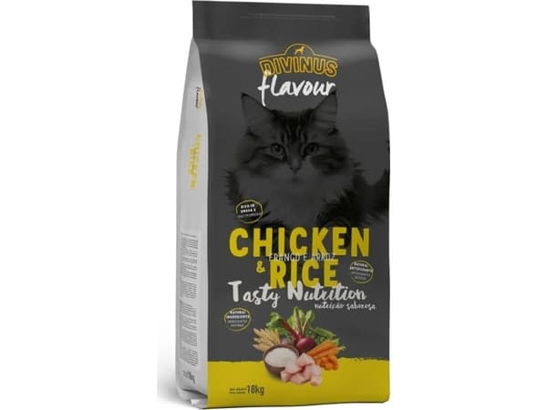 Divinus FLAVOUR för katter kyckling med ris 18 kg