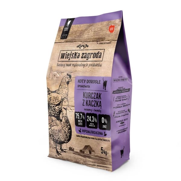 WIEJSKA ZOGRODA Kana ja ankka - kuiva kissanruoka - 5 kg