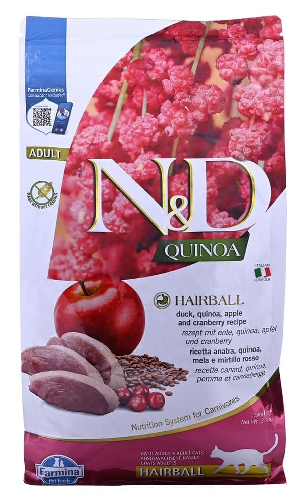 FARMINA N&D Quinoa Hairball - kuiva kissanruoka - 1,5 kg