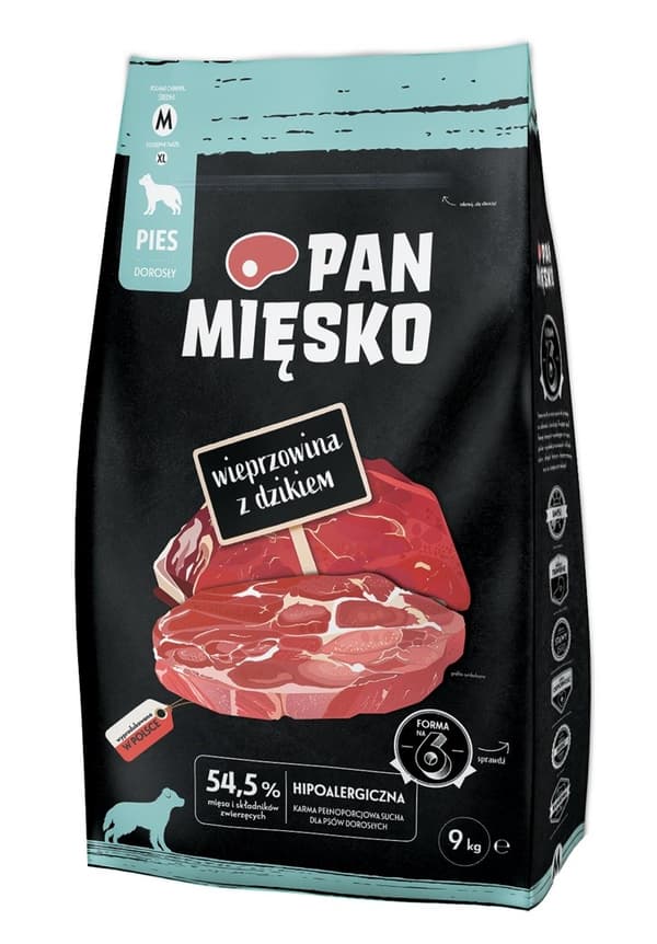 PAN MĘSKO Sianliha ja villisika M - kuiva koiranruoka - 9kg