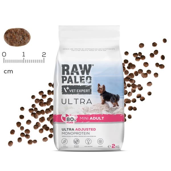 RAW PALEO Ultra Pork Mini Adult - tørfoder til hunde - 750 g