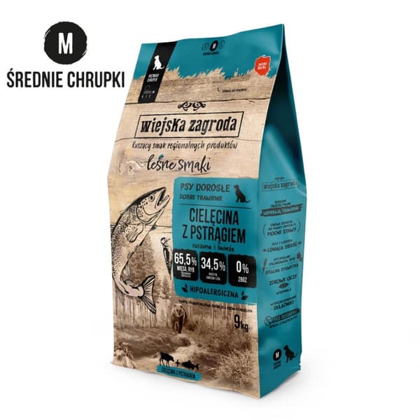 COUNTRY FARM Kalvkött med Öring M – torrfoder för hundar – 9 kg